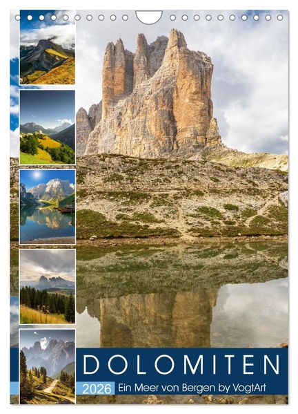 Dolomiten ein Meer aus Bergen by VogtArt (Wandkalender 2026 DIN A4 hoch) CALVENDO Monatskalender