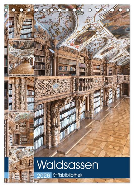 Waldsassen Stiftsbibliothek (Tischkalender 2026 DIN A5 hoch) CALVENDO Monatskalender