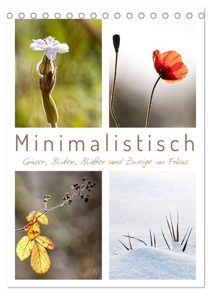 Minimalistisch Gräser Blüten Blätter und Zweige im Fokus (Tischkalender 2026 DIN A5 hoch) CALVENDO Monatskalender