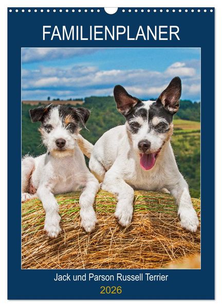 Familienplaner Jack und Parson Russell Terrier (Wandkalender 2026 DIN A3 hoch) CALVENDO Monatskalender