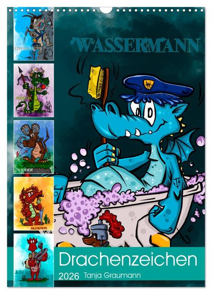 Drachenhoroskop 2026 (Wandkalender 2026 DIN A3 hoch) CALVENDO Monatskalender