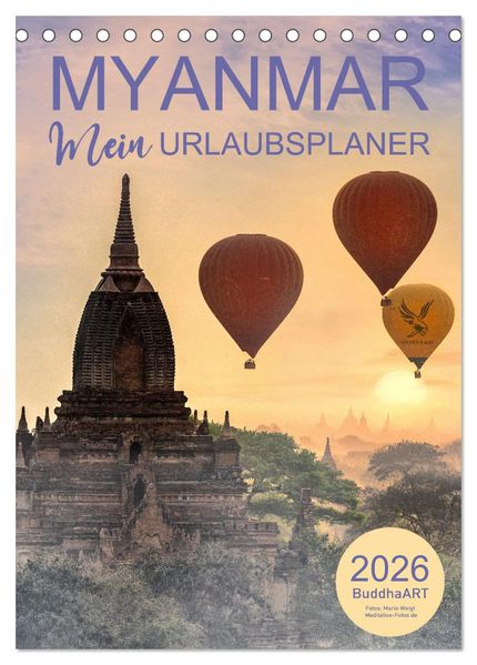 MYANMAR - Mein Urlaubsplaner (Tischkalender 2026 DIN A5 hoch) CALVENDO Monatskalender