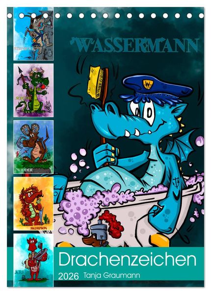 Drachenhoroskop 2026 (Tischkalender 2026 DIN A5 hoch) CALVENDO Monatskalender