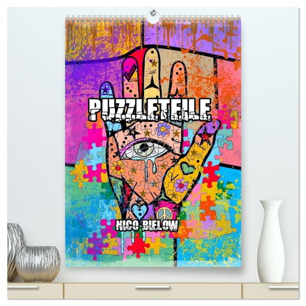 Puzzleteile (hochwertiger Premium Wandkalender 2026 DIN A2 hoch) Kunstdruck in Hochglanz