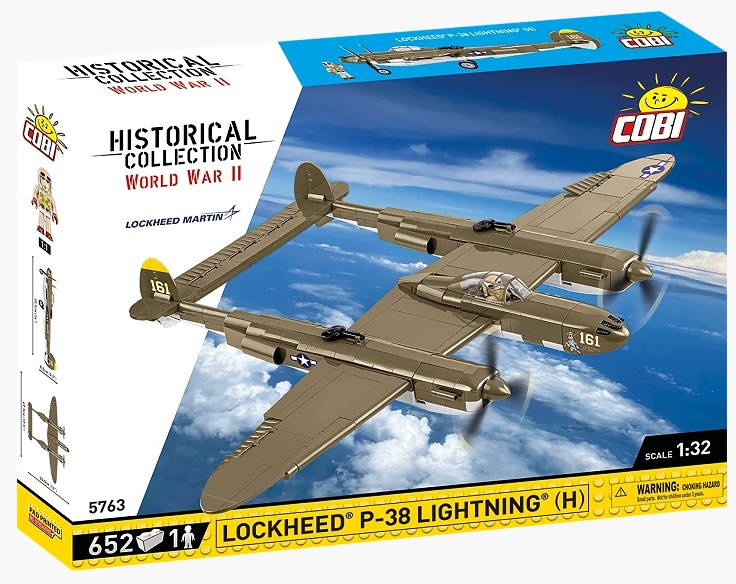 COBI Historical Collection 5763 - Lockheed P-38 Lightning (H) WWII WWII Bausatz 1:32 650 Klemmbausteine/1 Figur