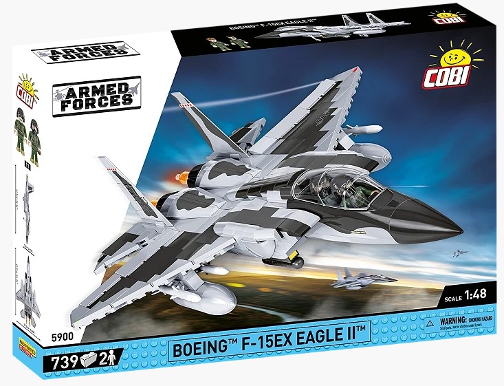 COBI Armed Forces 5900 - Boeing F-15 EX Eagle II Bausatz 1:48 739 Klemmbausteine 2 Figuren