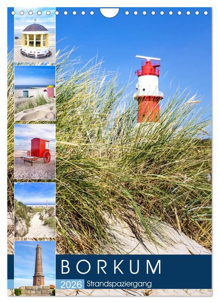 Borkum Strandspaziergang (Wandkalender 2026 DIN A4 hoch) CALVENDO Monatskalender