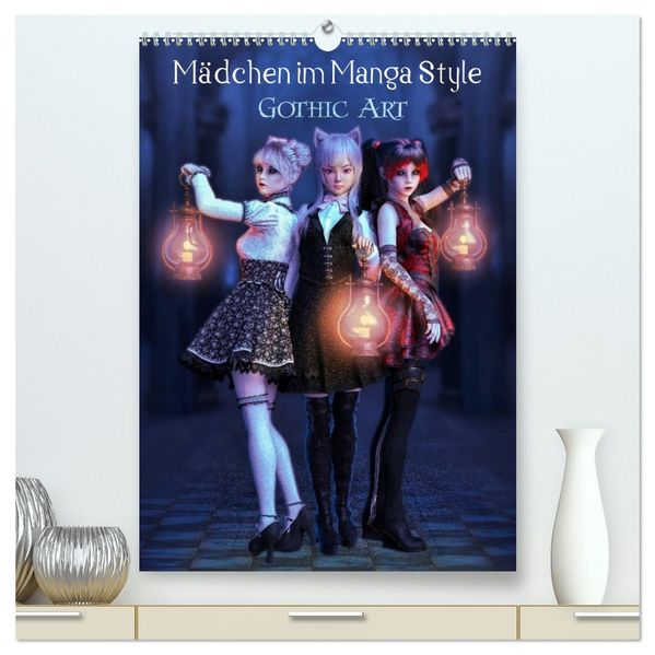 Mädchen im Manga Style (Gothic Art) (hochwertiger Premium Wandkalender 2026 DIN A2 hoch) Kunstdruck in Hochglanz