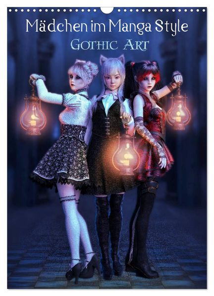 Mädchen im Manga Style (Gothic Art) (Wandkalender 2026 DIN A3 hoch) CALVENDO Monatskalender
