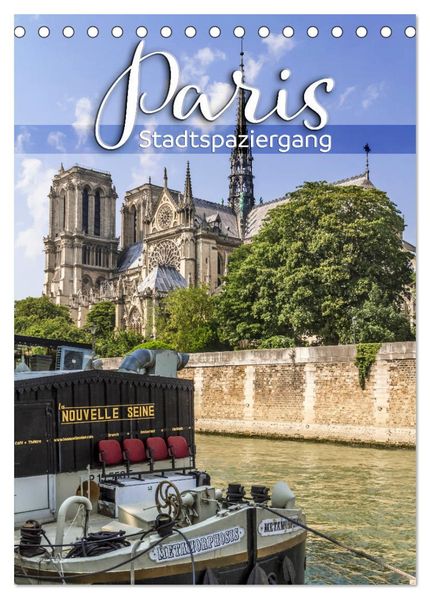 PARIS Stadtspaziergang (Tischkalender 2026 DIN A5 hoch) CALVENDO Monatskalender