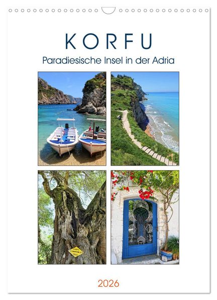 Korfu - Paradiesische Insel in der Adria (Wandkalender 2026 DIN A3 hoch) CALVENDO Monatskalender