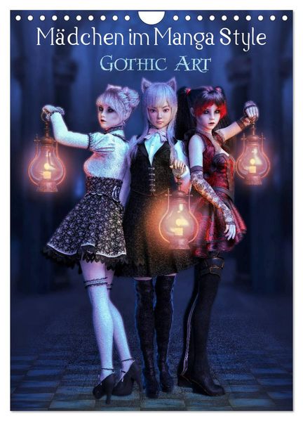 Mädchen im Manga Style (Gothic Art) (Wandkalender 2026 DIN A4 hoch) CALVENDO Monatskalender