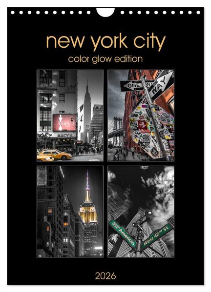 New York City - Color Glow Edition (Wandkalender 2026 DIN A4 hoch) CALVENDO Monatskalender