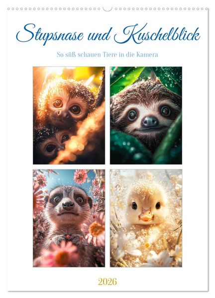 Stupsnase und Kuschelblick (Wandkalender 2026 DIN A2 hoch) CALVENDO Monatskalender