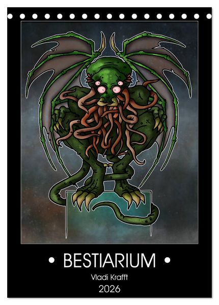 Bestiarium Vladi Krafft (Tischkalender 2026 DIN A5 hoch) CALVENDO Monatskalender