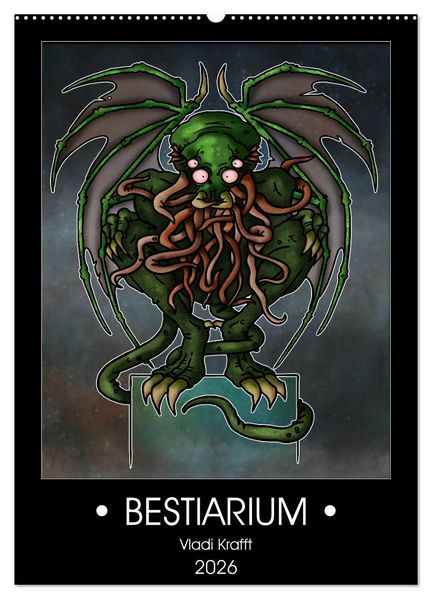 Bestiarium Vladi Krafft (Wandkalender 2026 DIN A2 hoch) CALVENDO Monatskalender