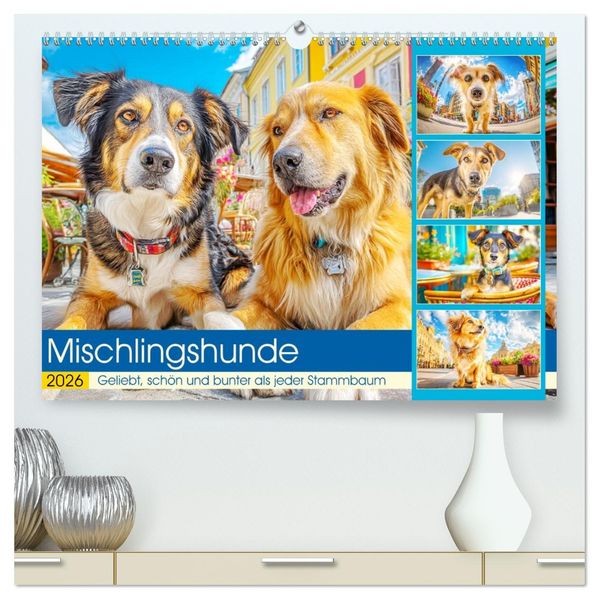 Mischlingshunde. Geliebt schön und bunter als jeder Stammbaum (hochwertiger Premium Wandkalender 2026 DIN A2 quer) Kunstdruck in Hochglanz
