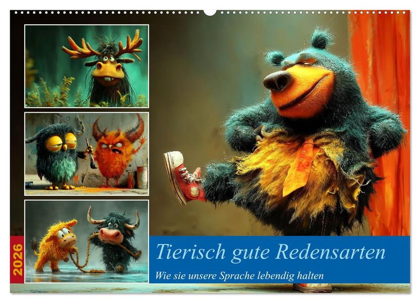 Tierisch gute Redensarten (Wandkalender 2026 DIN A2 quer) CALVENDO Monatskalender