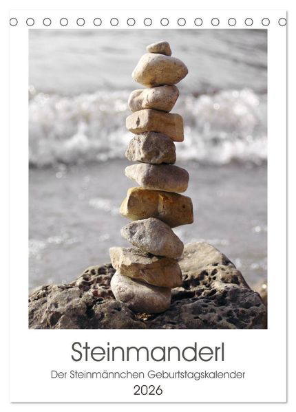 Steinmanderl - Der Steinmännchen Geburtstagskalender (Tischkalender 2026 DIN A5 hoch) CALVENDO Monatskalender