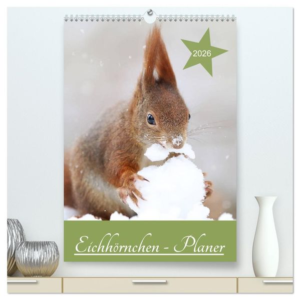 Eichhörnchen - Planer (hochwertiger Premium Wandkalender 2026 DIN A2 hoch) Kunstdruck in Hochglanz