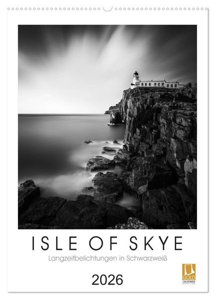 Isle of Skye - Langzeitbelichtungen in Schwarzweiß (Wandkalender 2026 DIN A2 hoch) CALVENDO Monatskalender