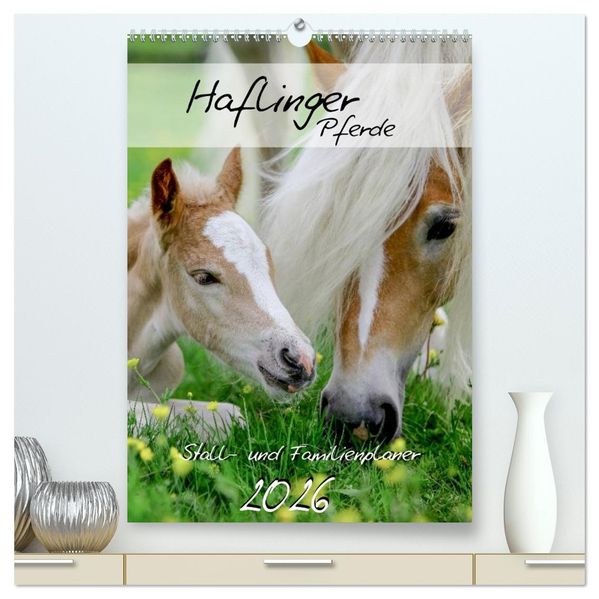 Haflinger Pferde - Stall- und Familienplaner 2026 (hochwertiger Premium Wandkalender 2026 DIN A2 hoch) Kunstdruck in Hochglanz