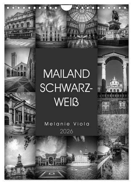 MAILAND SCHWARZWEIß (Wandkalender 2026 DIN A4 hoch) CALVENDO Monatskalender