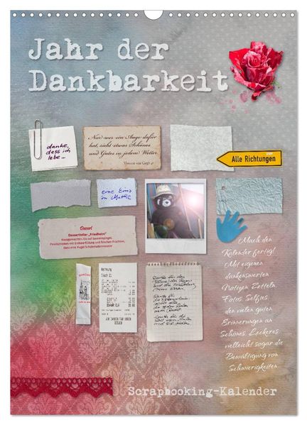 Jahr der Dankbarkeit - Scrapbooking-Kalender (Wandkalender 2026 DIN A3 hoch) CALVENDO Monatskalender