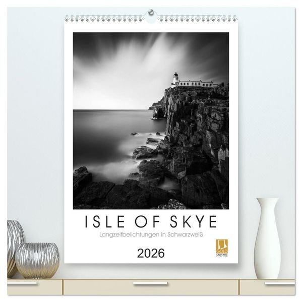 Isle of Skye - Langzeitbelichtungen in Schwarzweiß (hochwertiger Premium Wandkalender 2026 DIN A2 hoch) Kunstdruck in Hochglanz