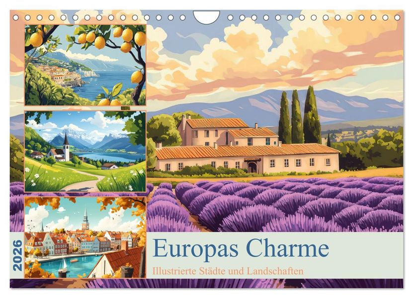 Europas Charme (Wandkalender 2026 DIN A4 quer) CALVENDO Monatskalender