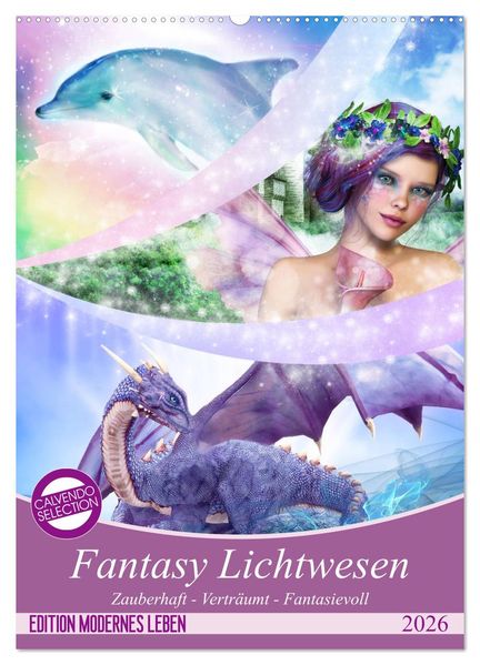 Fantasy Lichtwesen (Wandkalender 2026 DIN A2 hoch) CALVENDO Monatskalender