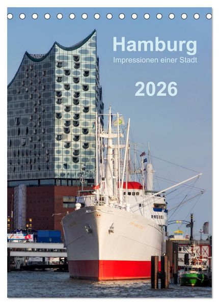 Hamburg - Impressionen einer Stadt (Tischkalender 2026 DIN A5 hoch) CALVENDO Monatskalender