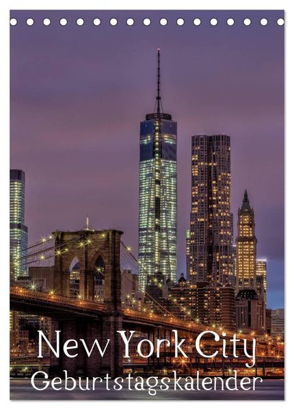 New York City Geburtstagskalender (Tischkalender 2026 DIN A5 hoch) CALVENDO Monatskalender