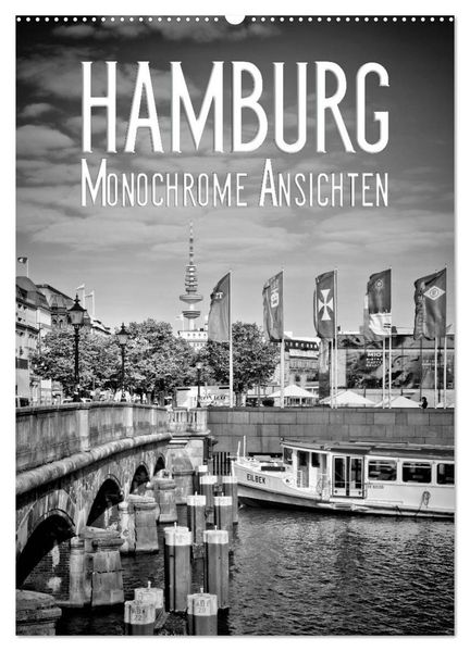 HAMBURG Monochrome Ansichten (Wandkalender 2026 DIN A2 hoch) CALVENDO Monatskalender