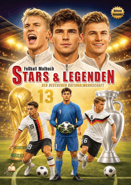 Fußball-Malbuch STARS & LEGENDEN der deutschen Nationalmannschaft mit über 60 Motiven zum Ausmalen und Steckbriefen zu jedem Spieler