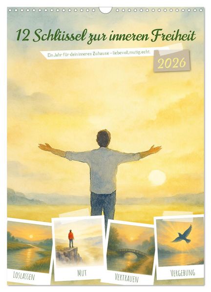 12 Schlüssel zur inneren Freiheit - Ein Jahr für dein inneres Zuhause - liebevoll mutig echt. (Wandkalender 2026 DIN A3 hoch) CALVENDO Monatskalender