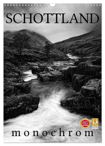 Schottland Monochrom (Wandkalender 2026 DIN A3 hoch) CALVENDO Monatskalender