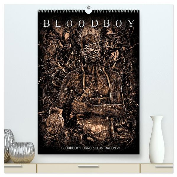BLOODBOY/ HORROR ILLUSTRATION V1 (hochwertiger Premium Wandkalender 2026 DIN A2 hoch) Kunstdruck in Hochglanz