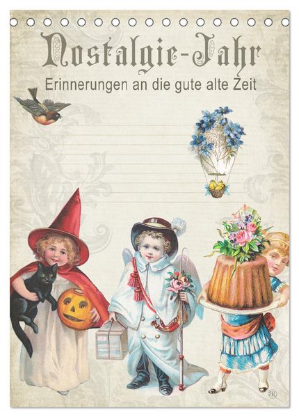 Nostalgie-Jahr Motive aus alten Poesiealben (Tischkalender 2026 DIN A5 hoch) CALVENDO Monatskalender