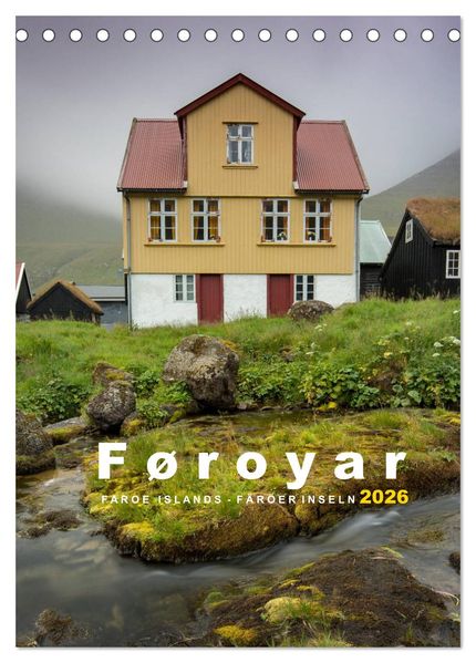 Føroyar - Faroe Islands - Färöer Inseln (Tischkalender 2026 DIN A5 hoch) CALVENDO Monatskalender