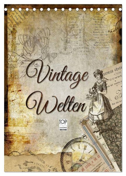 Vintage Welten (Tischkalender 2026 DIN A5 hoch) CALVENDO Monatskalender
