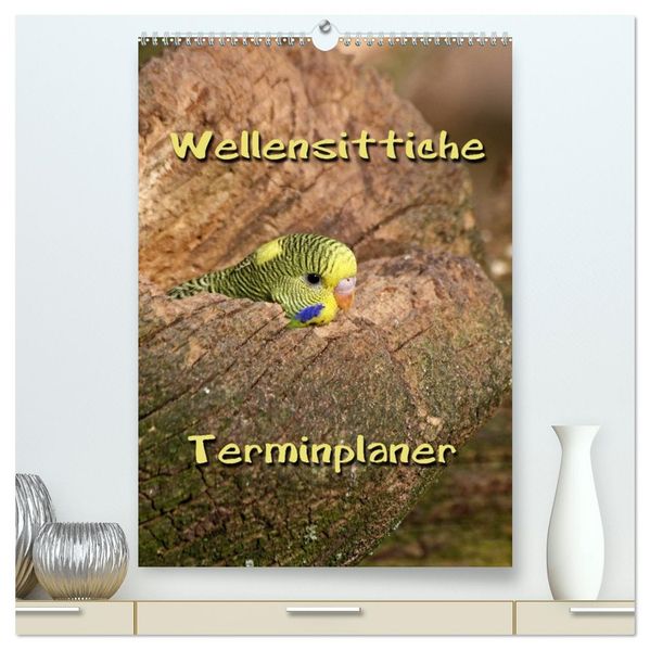 Wellensittiche Terminplaner (hochwertiger Premium Wandkalender 2026 DIN A2 hoch) Kunstdruck in Hochglanz