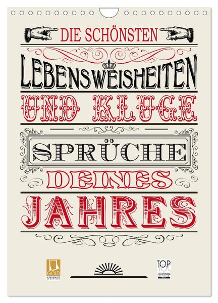 Die schönsten Lebensweisheiten Typo - Kalender (Wandkalender 2026 DIN A4 hoch) CALVENDO Monatskalender
