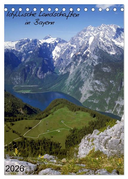 Idyllische Landschaften in Bayern (Tischkalender 2026 DIN A5 hoch) CALVENDO Monatskalender