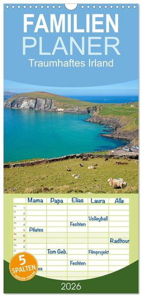 Familienplaner 2026 - Traumhaftes Irland mit 5 Spalten (Wandkalender 21 x 45 cm) CALVENDO