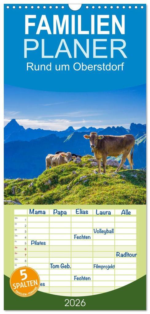 Familienplaner 2026 - Rund um Oberstdorf mit 5 Spalten (Wandkalender 21 x 45 cm) CALVENDO