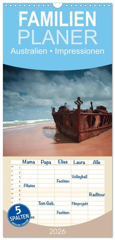 Familienplaner 2026 - Australien Impressionen mit 5 Spalten (Wandkalender 21 x 45 cm) CALVENDO