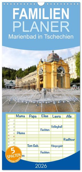 Familienplaner 2026 - Marienbad in Tschechien mit 5 Spalten (Wandkalender 21 x 45 cm) CALVENDO