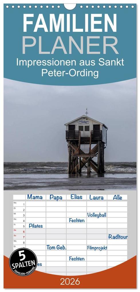 Familienplaner 2026 - Impressionen aus Sankt Peter-Ording mit 5 Spalten (Wandkalender 21 x 45 cm) CALVENDO