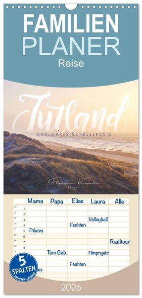 Familienplaner 2026 - Jutland - Dänemarks Nordseeküste mit 5 Spalten (Wandkalender 21 x 45 cm) CALVENDO